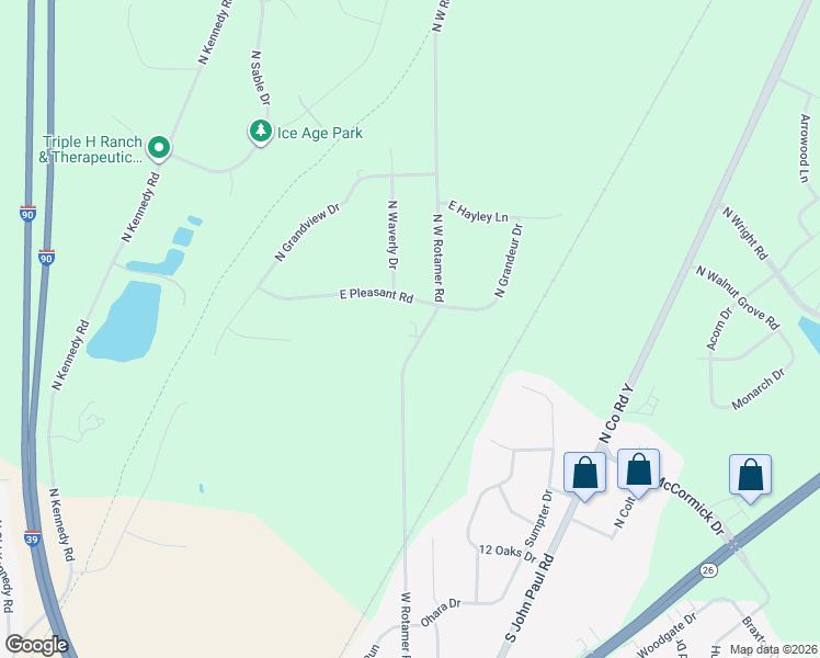map of restaurants, bars, coffee shops, grocery stores, and more near 2608 East Pleasant Road in Milton