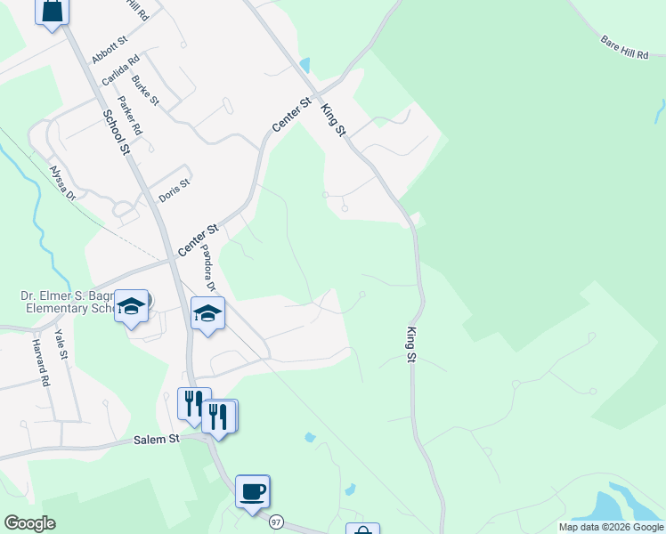 map of restaurants, bars, coffee shops, grocery stores, and more near 18 Stonebridge Road in Groveland