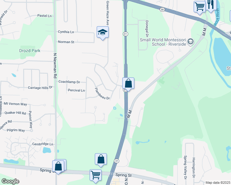 map of restaurants, bars, coffee shops, grocery stores, and more near 4808 High Meadows Terrace in Mount Pleasant