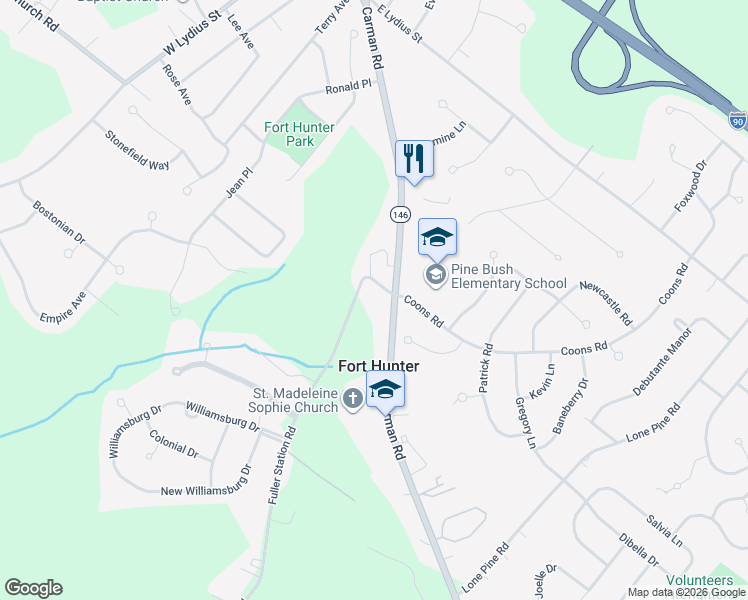 map of restaurants, bars, coffee shops, grocery stores, and more near in Albany County