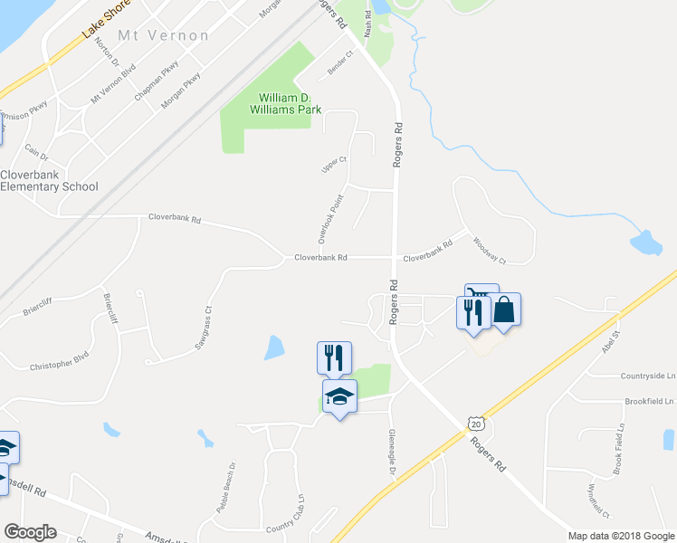 map of restaurants, bars, coffee shops, grocery stores, and more near 3055 Cloverbank Road in Hamburg