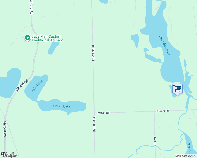 map of restaurants, bars, coffee shops, grocery stores, and more near 9980 Oakhurst Road in Holly