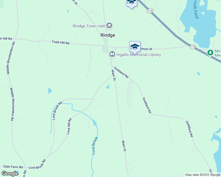 map of restaurants, bars, coffee shops, grocery stores, and more near 254 Main Street in Rindge