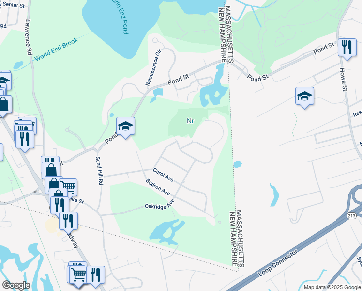 map of restaurants, bars, coffee shops, grocery stores, and more near 19 Twinbrook Avenue in Salem