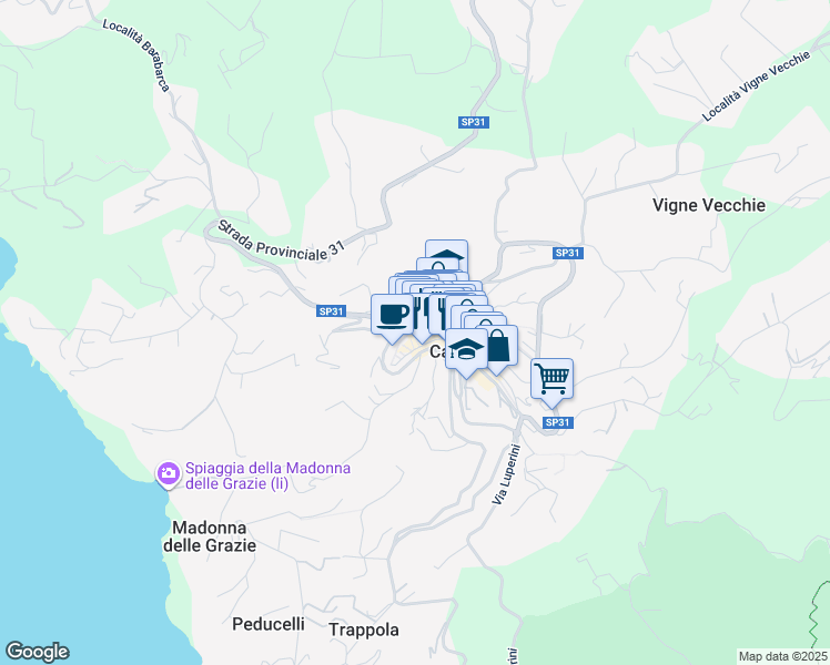 map of restaurants, bars, coffee shops, grocery stores, and more near 19 Vicolo Galliano in Capoliveri
