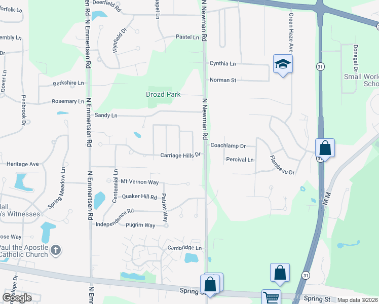 map of restaurants, bars, coffee shops, grocery stores, and more near 2020 Riviera Drive in Racine