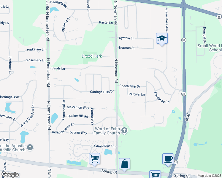 map of restaurants, bars, coffee shops, grocery stores, and more near 2020 Riviera Drive in Racine