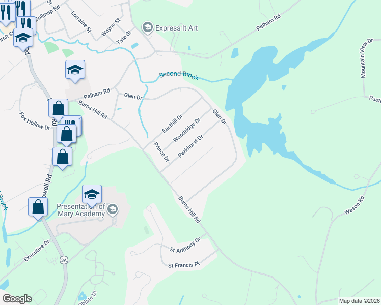 map of restaurants, bars, coffee shops, grocery stores, and more near 9 Parkhurst Drive in Hudson