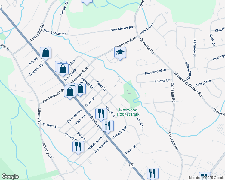 map of restaurants, bars, coffee shops, grocery stores, and more near 38 Culver Avenue in Albany