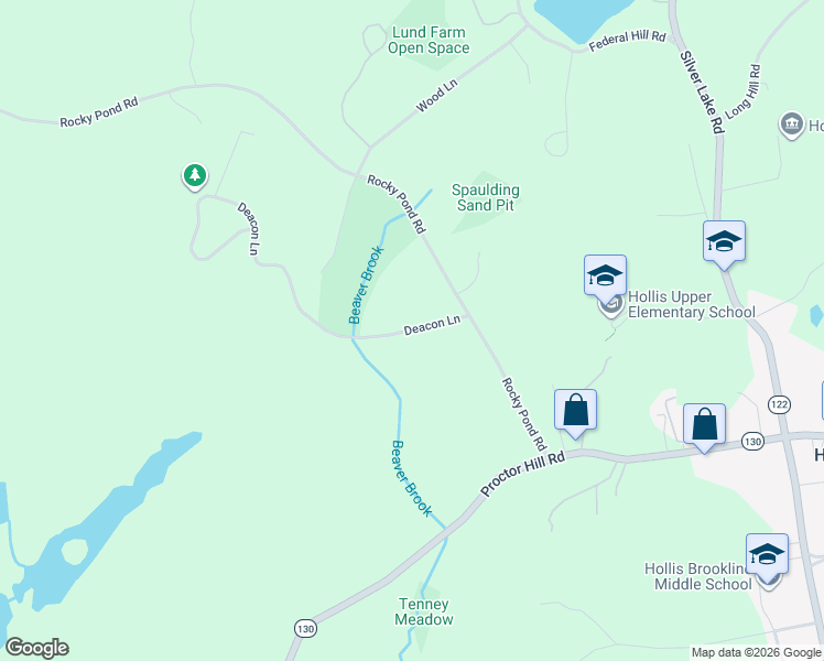 map of restaurants, bars, coffee shops, grocery stores, and more near 17 Deacon Lane in Hollis