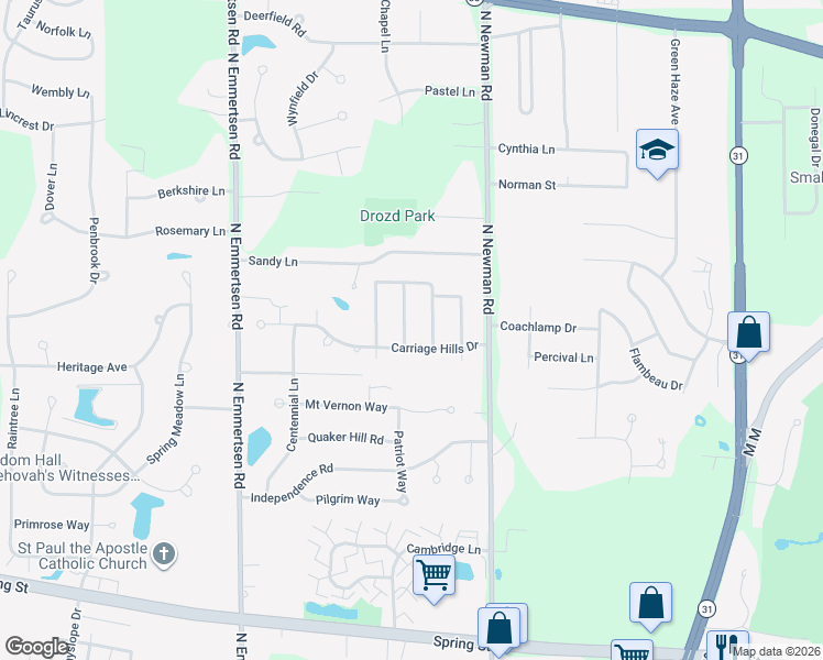 map of restaurants, bars, coffee shops, grocery stores, and more near 2107 Ramada Drive in Mount Pleasant