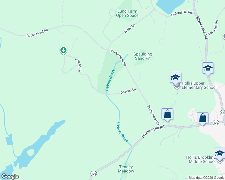 map of restaurants, bars, coffee shops, grocery stores, and more near 17 Deacon Lane in Hollis