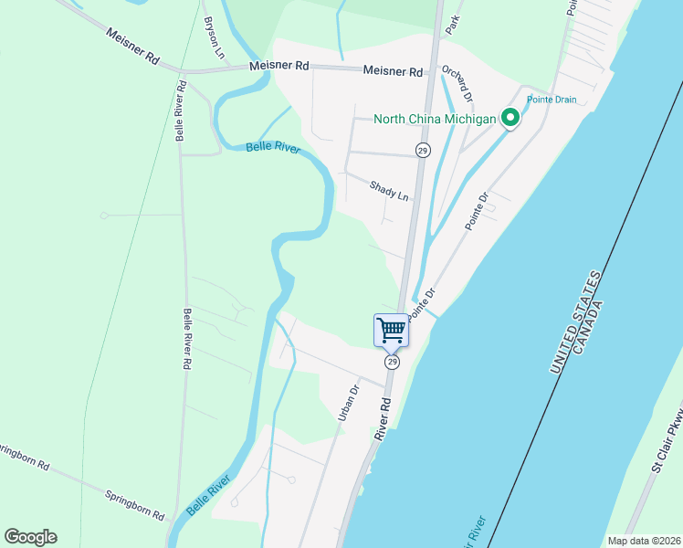 map of restaurants, bars, coffee shops, grocery stores, and more near 5600 River Road in East China