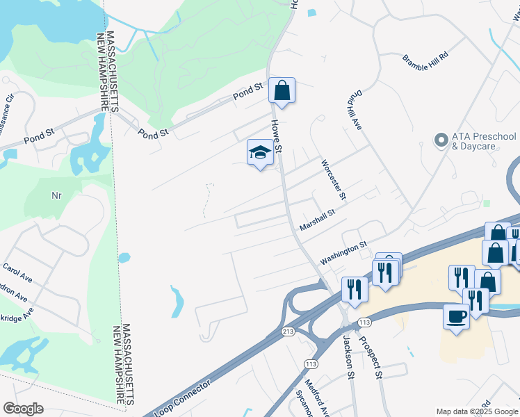 map of restaurants, bars, coffee shops, grocery stores, and more near 14 Kensington Avenue in Methuen