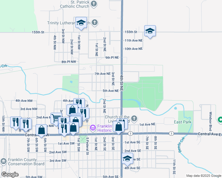 map of restaurants, bars, coffee shops, grocery stores, and more near 516 3rd St NE in Hampton