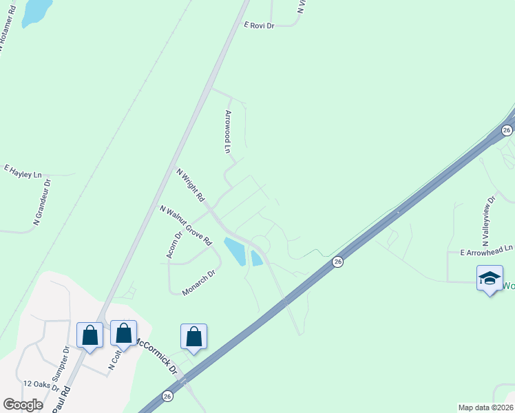 map of restaurants, bars, coffee shops, grocery stores, and more near 3625 Voda Drive in Milton