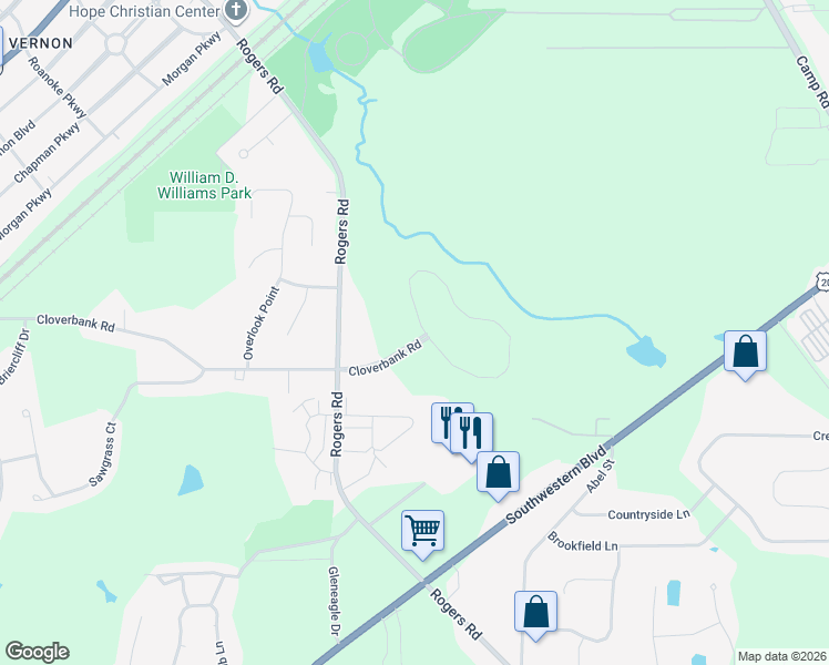 map of restaurants, bars, coffee shops, grocery stores, and more near 5006 Woodway Court in Hamburg