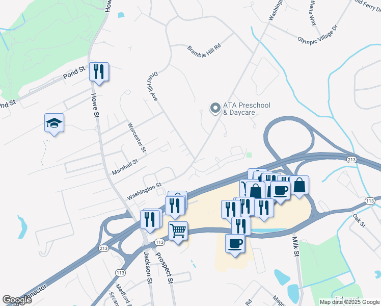 map of restaurants, bars, coffee shops, grocery stores, and more near 11 Druid Hill Avenue in Methuen
