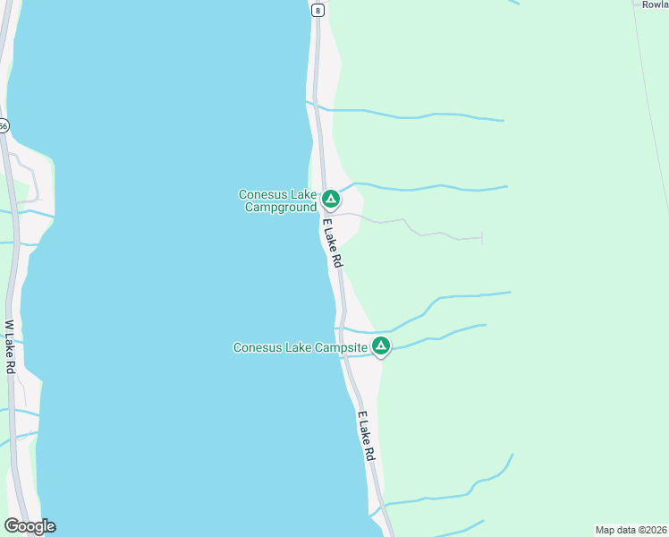 map of restaurants, bars, coffee shops, grocery stores, and more near 5650 E Lake Rd in Conesus