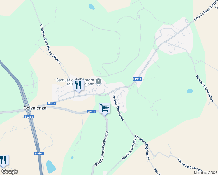 map of restaurants, bars, coffee shops, grocery stores, and more near 127 Località Colvalenza in Collevalenza