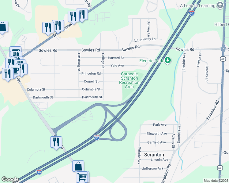 map of restaurants, bars, coffee shops, grocery stores, and more near 3873 Columbia St in Hamburg