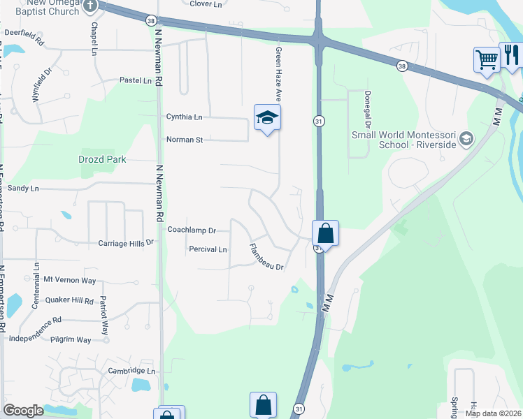 map of restaurants, bars, coffee shops, grocery stores, and more near 4928 High Meadows Terrace in Mount Pleasant