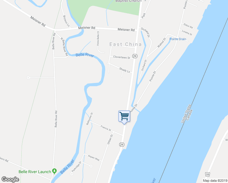 map of restaurants, bars, coffee shops, grocery stores, and more near 5600 River Road in East China