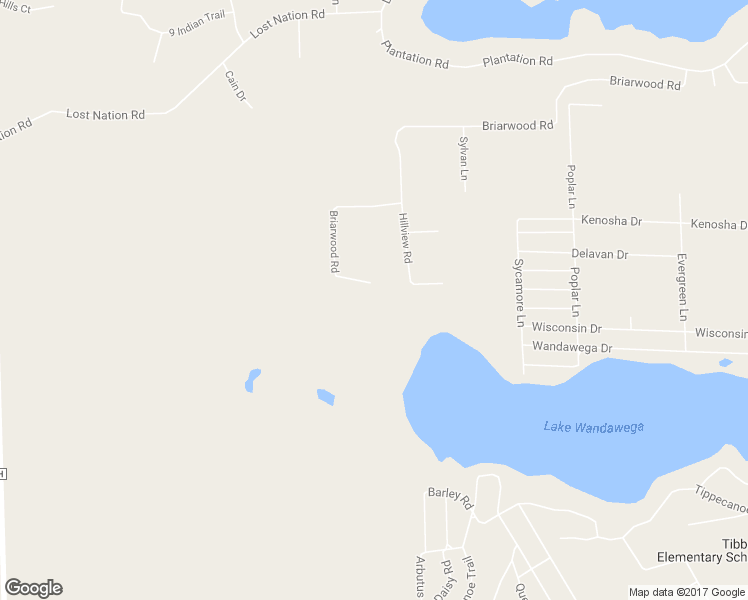 map of restaurants, bars, coffee shops, grocery stores, and more near W5594 Briarwood Road in Elkhorn