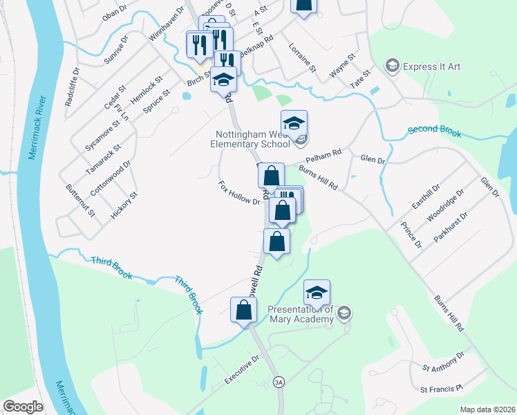 map of restaurants, bars, coffee shops, grocery stores, and more near 833 Fox Hollow Drive in Hudson