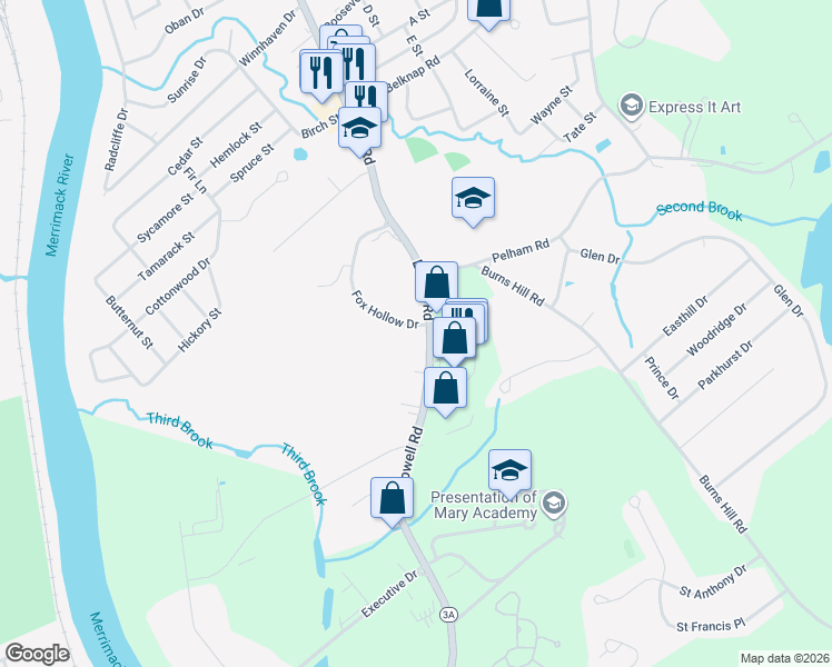map of restaurants, bars, coffee shops, grocery stores, and more near 833 Fox Hollow Drive in Hudson