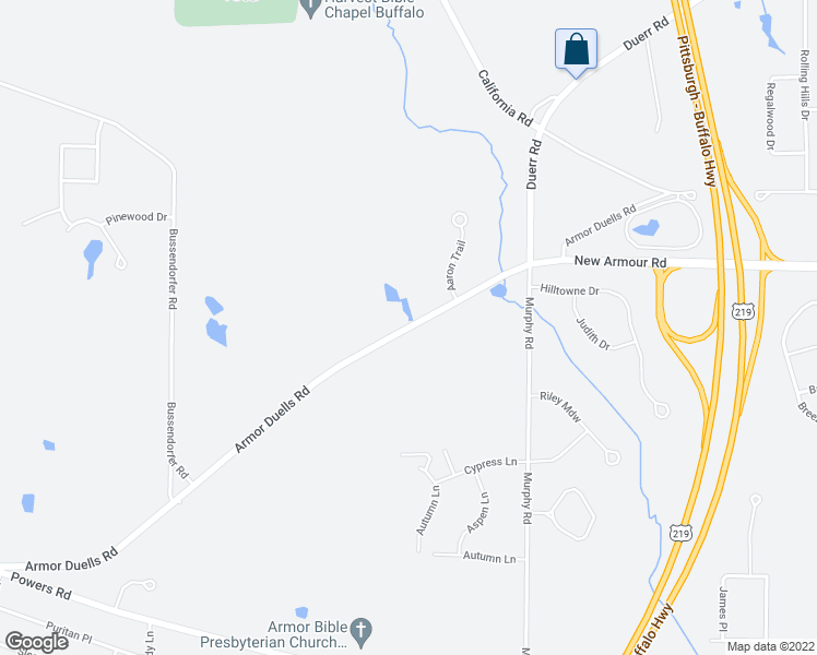 map of restaurants, bars, coffee shops, grocery stores, and more near 5640 Armor Duells Road in Orchard Park