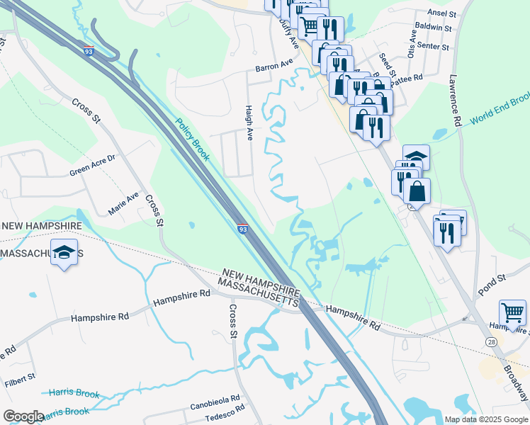 map of restaurants, bars, coffee shops, grocery stores, and more near 50 Haigh Avenue in Salem