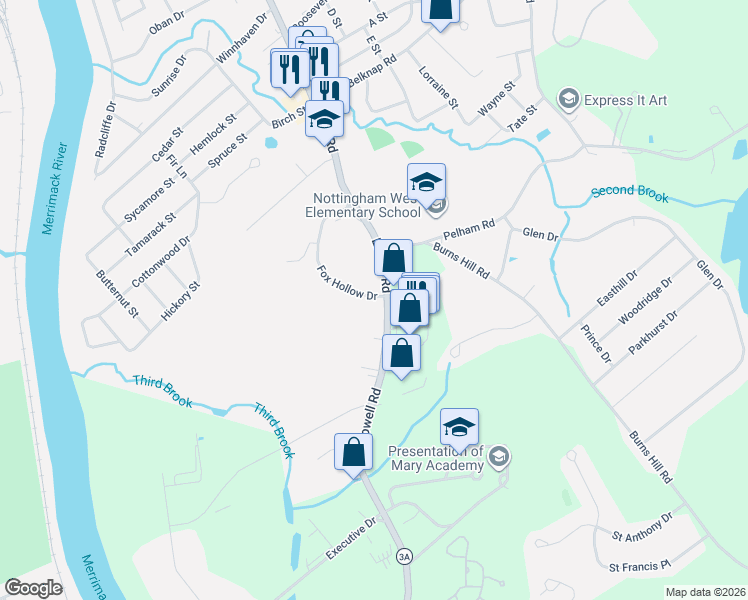 map of restaurants, bars, coffee shops, grocery stores, and more near 833 Fox Hollow Drive in Hudson