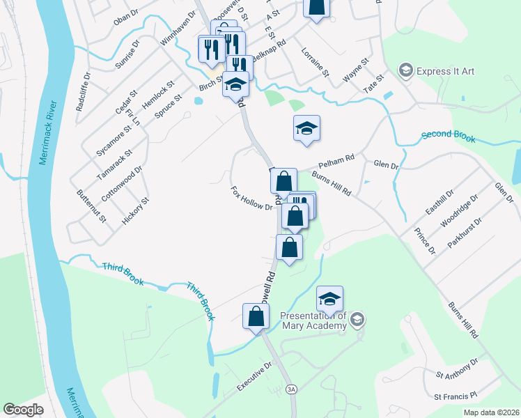 map of restaurants, bars, coffee shops, grocery stores, and more near 833 Fox Hollow Drive in Hudson