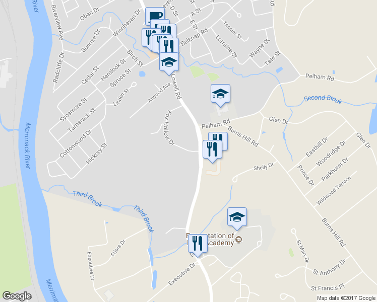 map of restaurants, bars, coffee shops, grocery stores, and more near 739 Fox Hollow Dr in Hudson