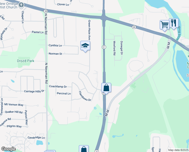 map of restaurants, bars, coffee shops, grocery stores, and more near 4844 Indian Hills Drive in Mount Pleasant