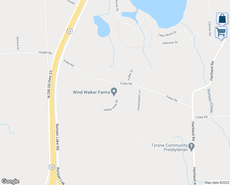 map of restaurants, bars, coffee shops, grocery stores, and more near 9367 Valley View Drive in Fenton