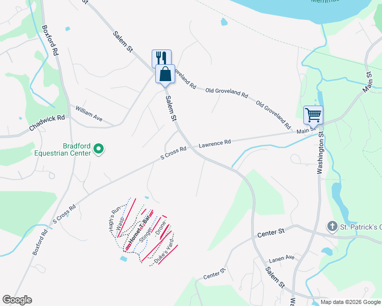 map of restaurants, bars, coffee shops, grocery stores, and more near 645 Salem Street in Haverhill