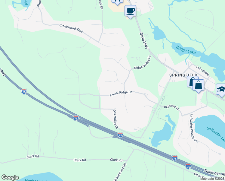 map of restaurants, bars, coffee shops, grocery stores, and more near 9865 Kingston Ridge in Clarkston
