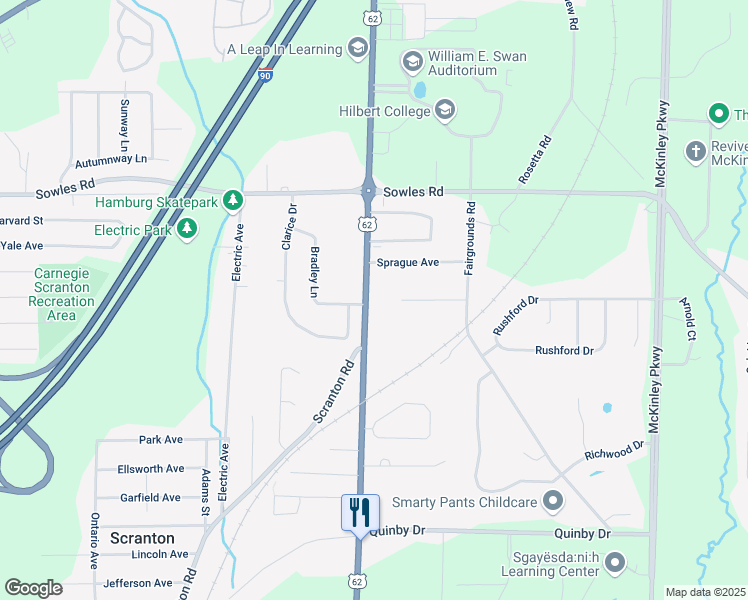 map of restaurants, bars, coffee shops, grocery stores, and more near 5455 South Park Avenue in Hamburg