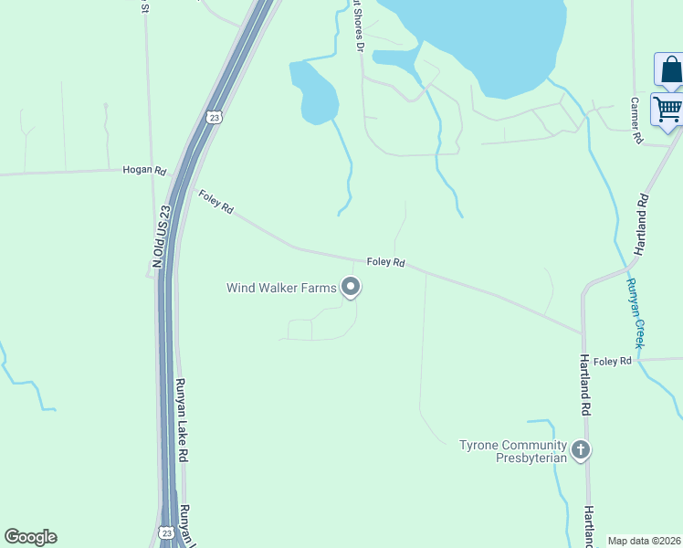 map of restaurants, bars, coffee shops, grocery stores, and more near 10271 Foley Road in Fenton