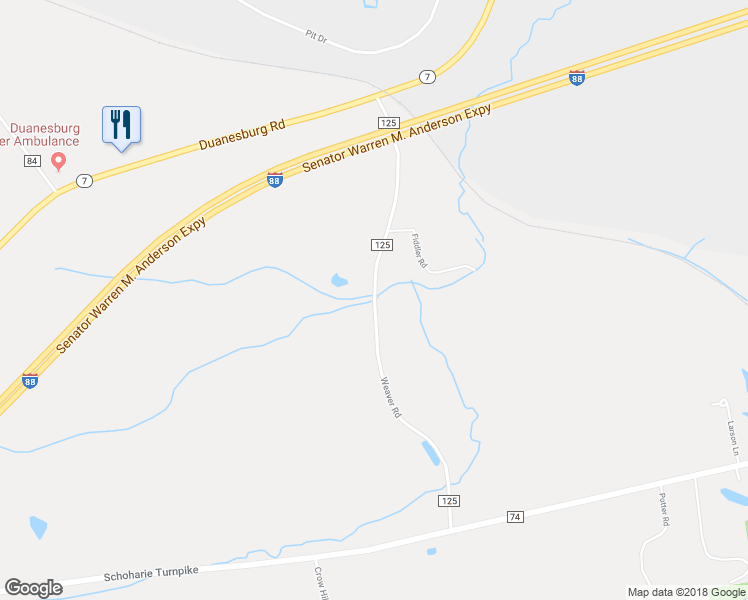 map of restaurants, bars, coffee shops, grocery stores, and more near Weaver Road in Delanson