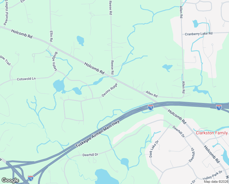 map of restaurants, bars, coffee shops, grocery stores, and more near 7309 Pinemeadow Court in Clarkston