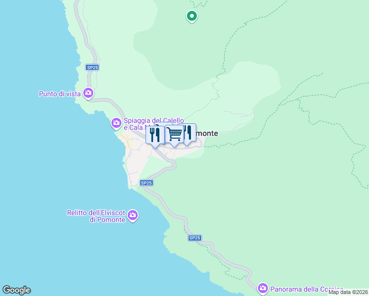 map of restaurants, bars, coffee shops, grocery stores, and more near 89 Via del Passatoio in Pomonte