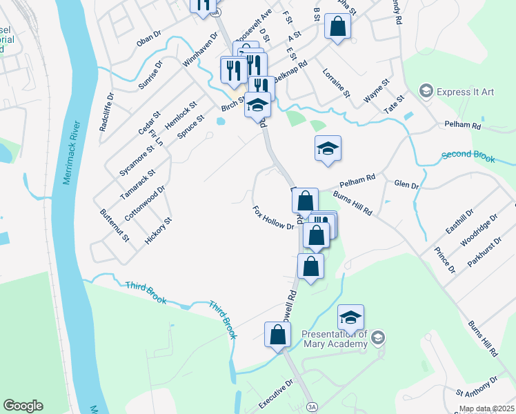map of restaurants, bars, coffee shops, grocery stores, and more near 232 Fox Hollow Drive in Hudson