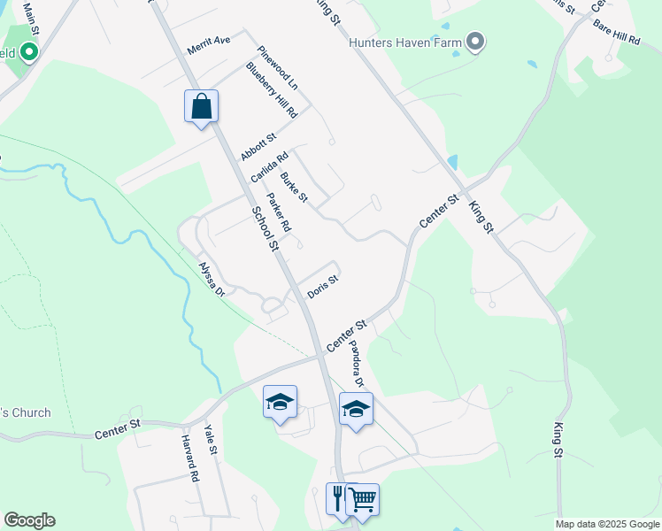 map of restaurants, bars, coffee shops, grocery stores, and more near 2 Deer Run Lane in Georgetown