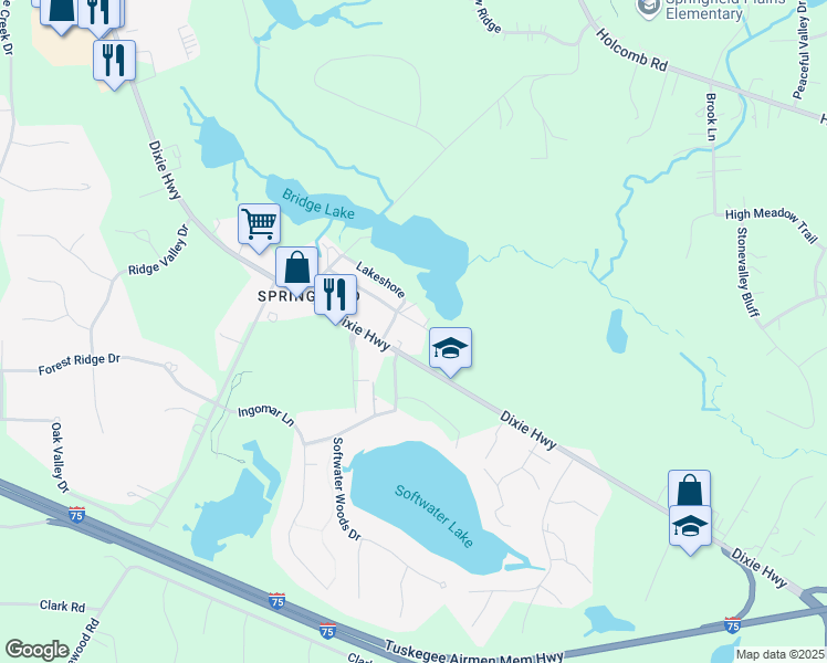map of restaurants, bars, coffee shops, grocery stores, and more near 9067 Lakeshore in Clarkston