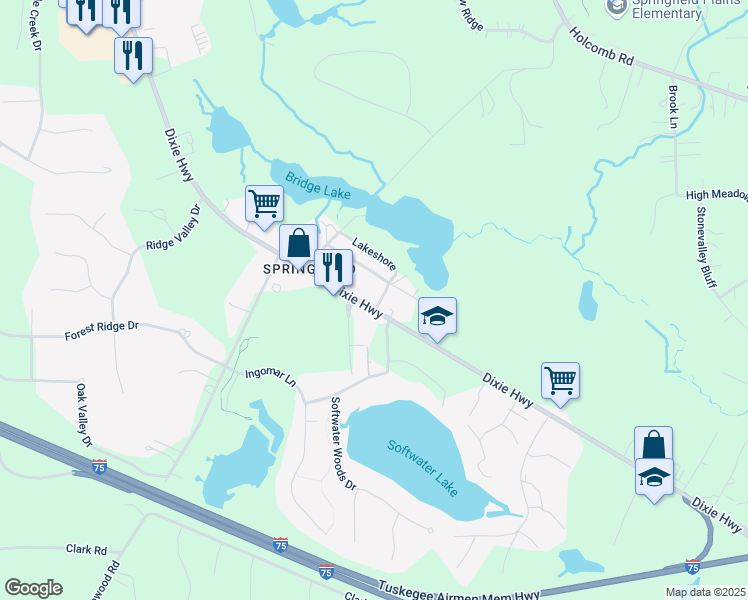 map of restaurants, bars, coffee shops, grocery stores, and more near 9208 Dixie Highway in Village of Clarkston