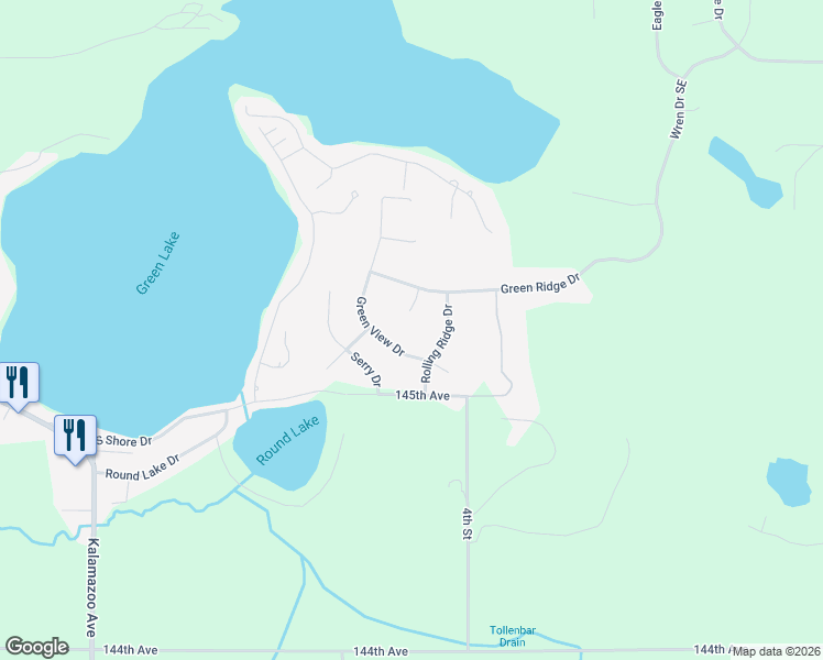 map of restaurants, bars, coffee shops, grocery stores, and more near 4517 Mesa Court Southeast in Caledonia