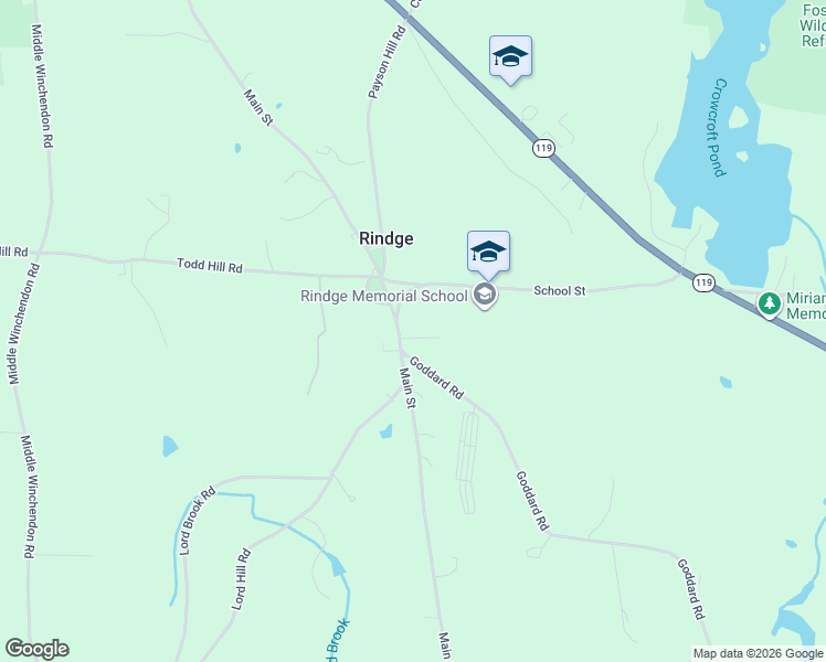 map of restaurants, bars, coffee shops, grocery stores, and more near 14 Surry Park Road in Rindge